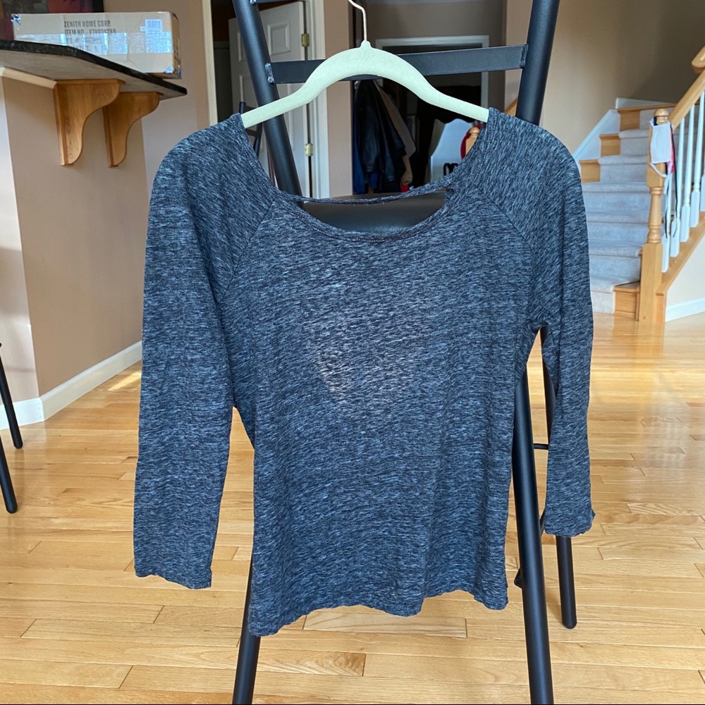 American Eagle Heather 3/4 Sleeve Open Back Top